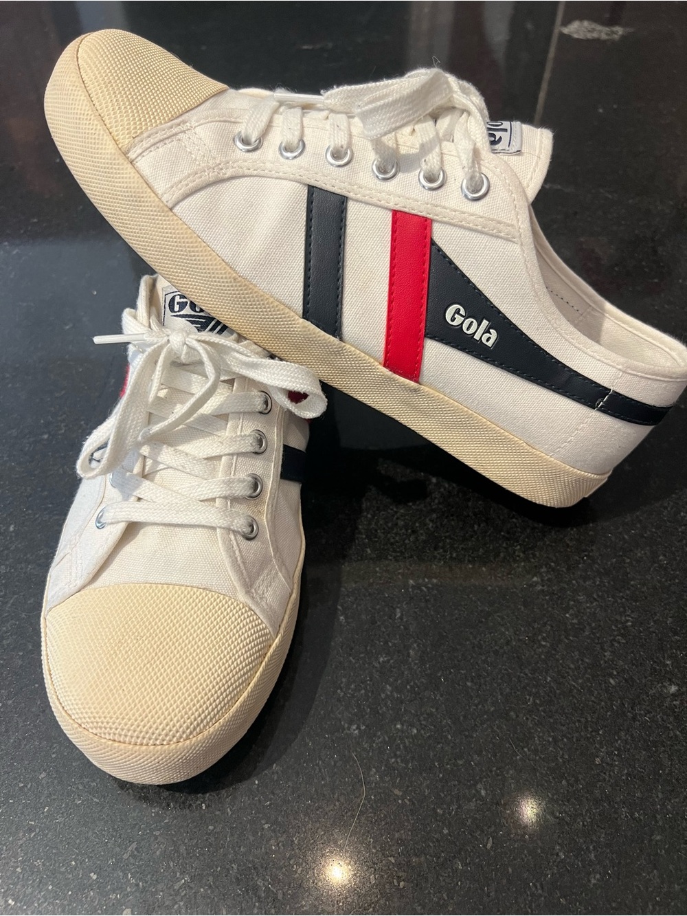 Gola Canvas Sneakers with Navy and Red Stripes